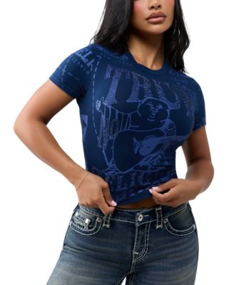 True Religion Women's Graphic Crewneck Crop T-Shirt