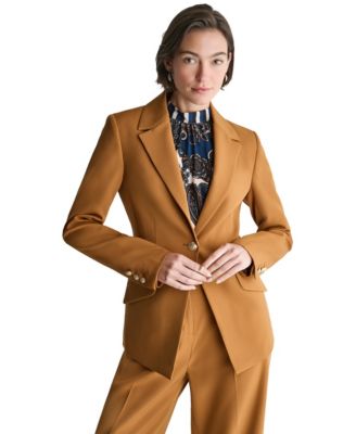 BCBG Women's Shoulder-Padded Single-Breasted One Button Blazer