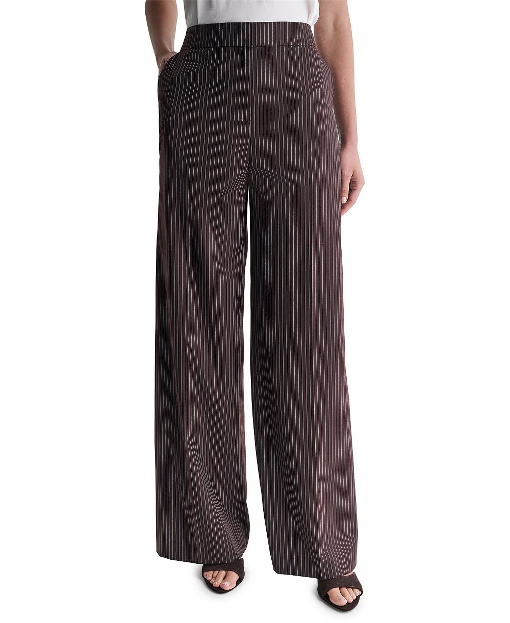 Женские брюки BCBG Pinstripe High-Waist Wide-Leg