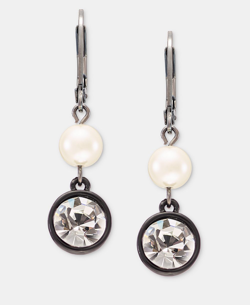 Серьги-подвески KARL LAGERFELD PARIS с кристаллами и искусственным жемчугом