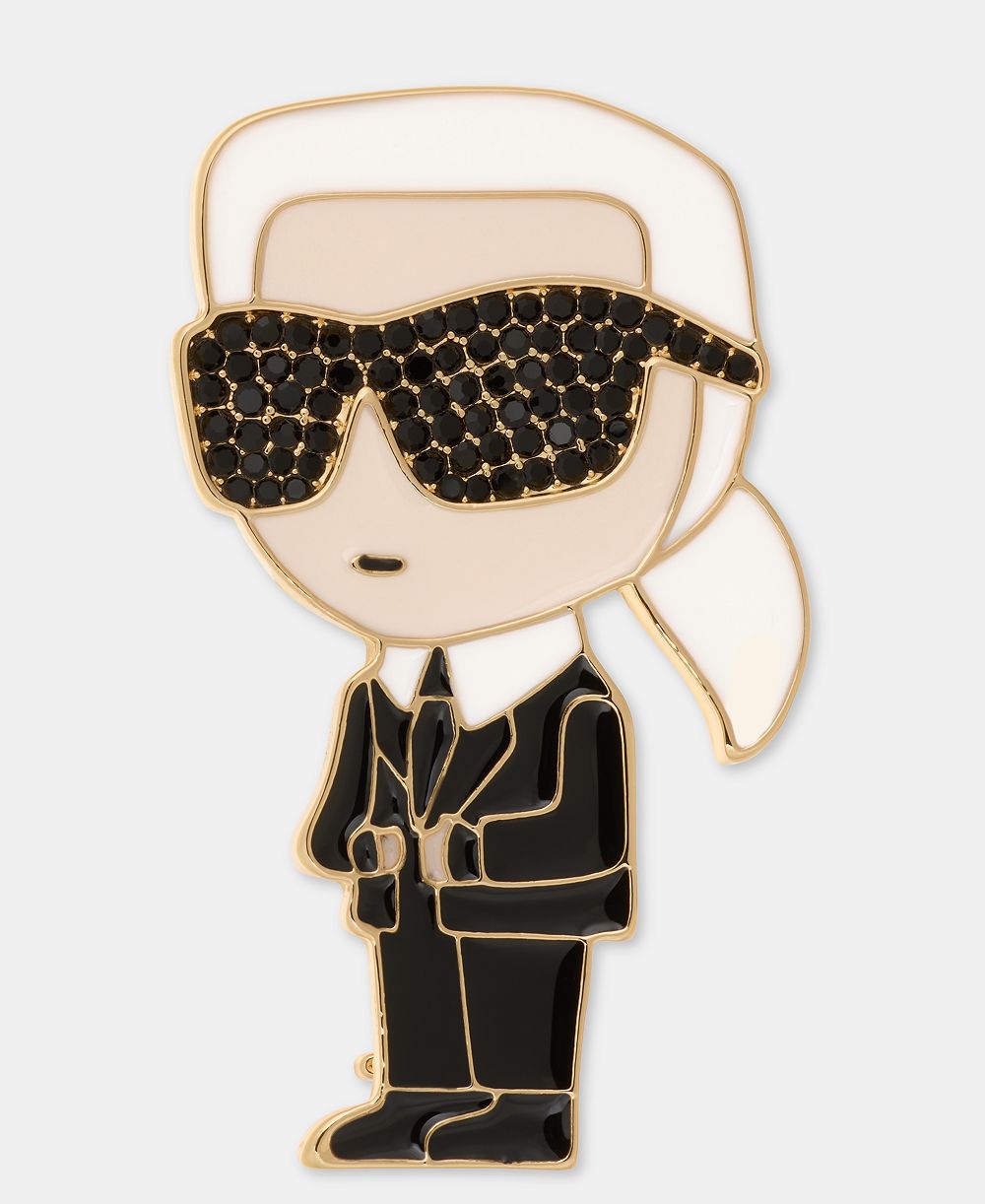 KARL LAGERFELD PARIS черная брошь Karl Ikon