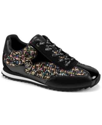 KARL LAGERFELD PARIS Women's Arwen Metallic Logo Charm Dad Sneakers
