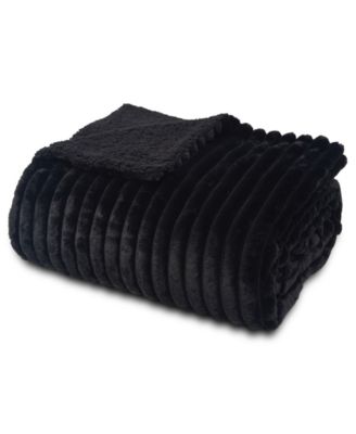 Thermasnug Ultra-Soft Ribbed Faux Fur to Sherpa Blanket, Full/Queen