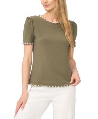 Женская блузка CeCe Women's Puff Sleeve Scalloped Blouse
