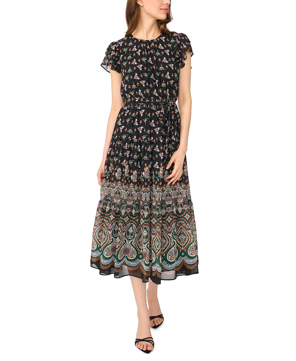 Женское миди-платье CeCe Women's Flutter-Sleeve с завязками на талии