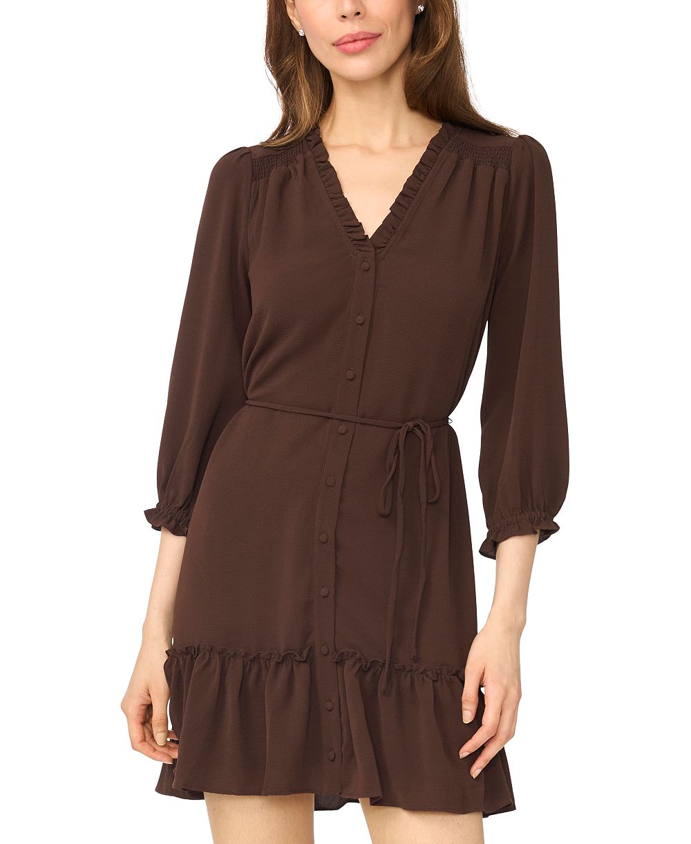 Женское мини-платье CeCe Women's Ruffle V-Neck 3/4-Sleeve Mini Dress