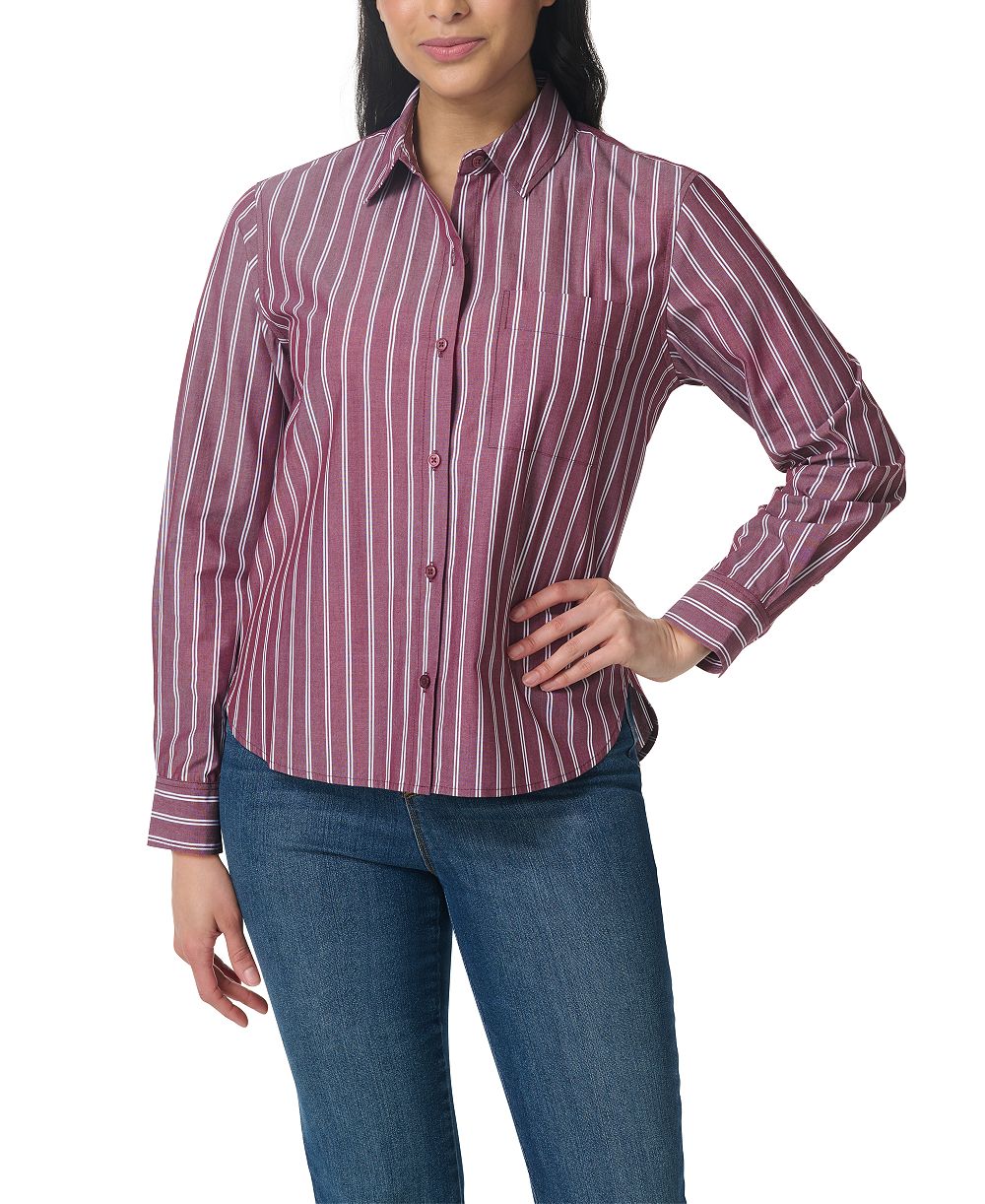 Gloria Vanderbilt Women's Cotton Point-Collar Long-Sleeve Shirt