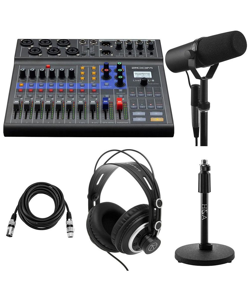 Zoom LiveTrak L-8 Mixer and Recorder w/SM7B Mic, Stand and TAPH300 Headphones