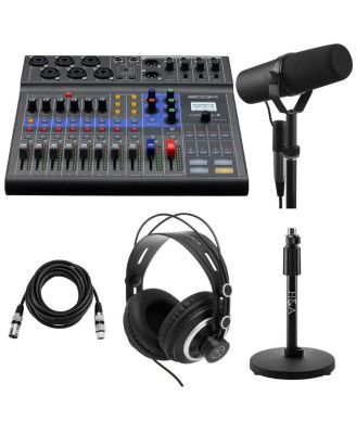Zoom LiveTrak L-8 Mixer and Recorder w/SM7B Mic, Stand and TAPH300 Headphones