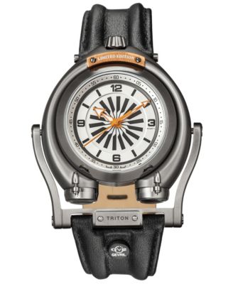 Мужские часы GV2 by Gevril Triton Swiss Automatic Leather Strap Watch