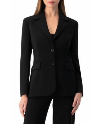 Ivonne Women's Tailored Two-Button Black Power Blazer