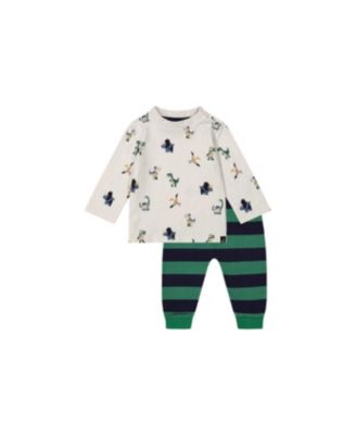 Deux par Deux Toddler Boys (2T to 5T) Cotton T-Shirt and Fleece Pant Set Dinosaur Print