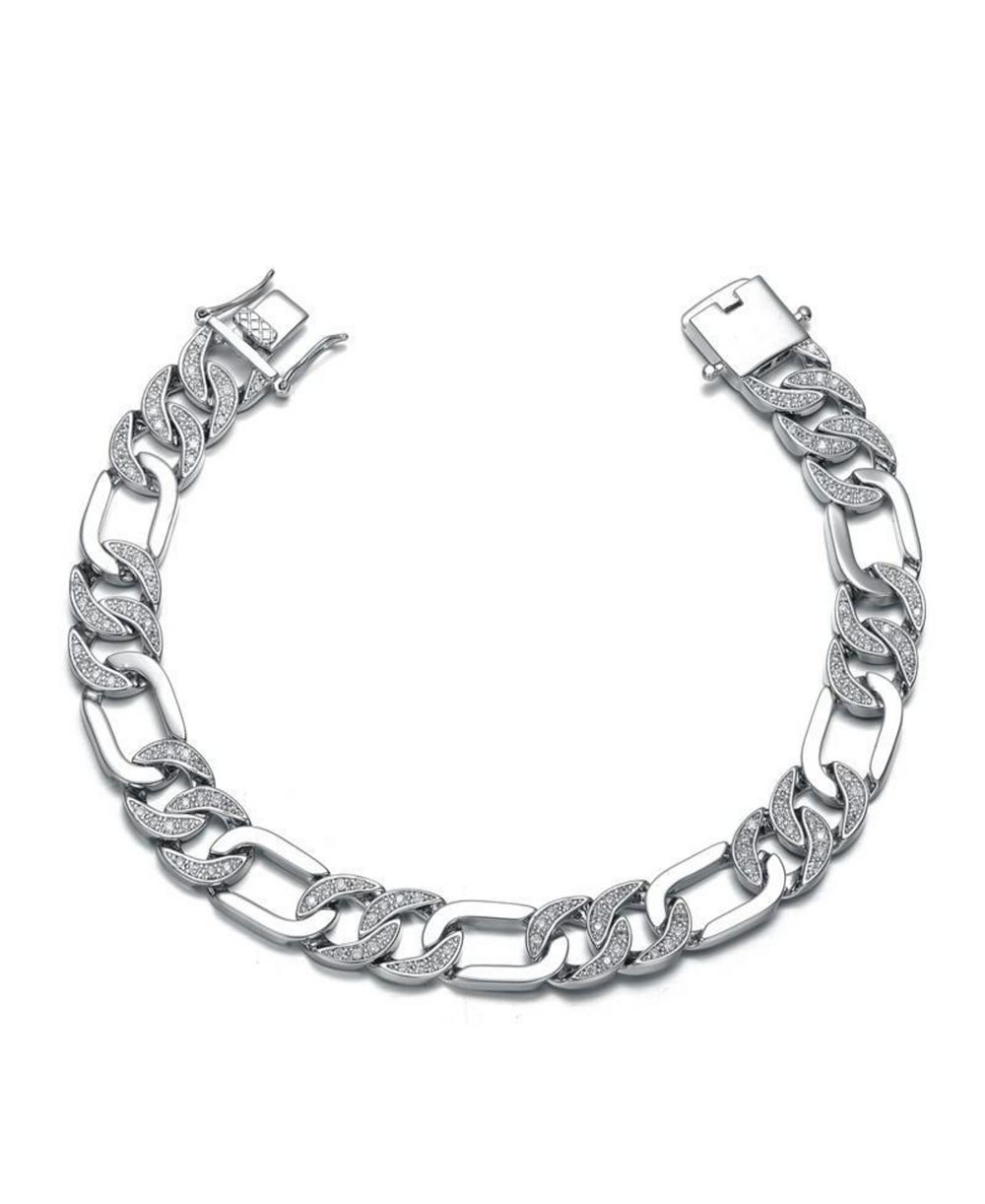 Мужской браслет Rachel Glauber White Gold Plated CZ Pave Chain