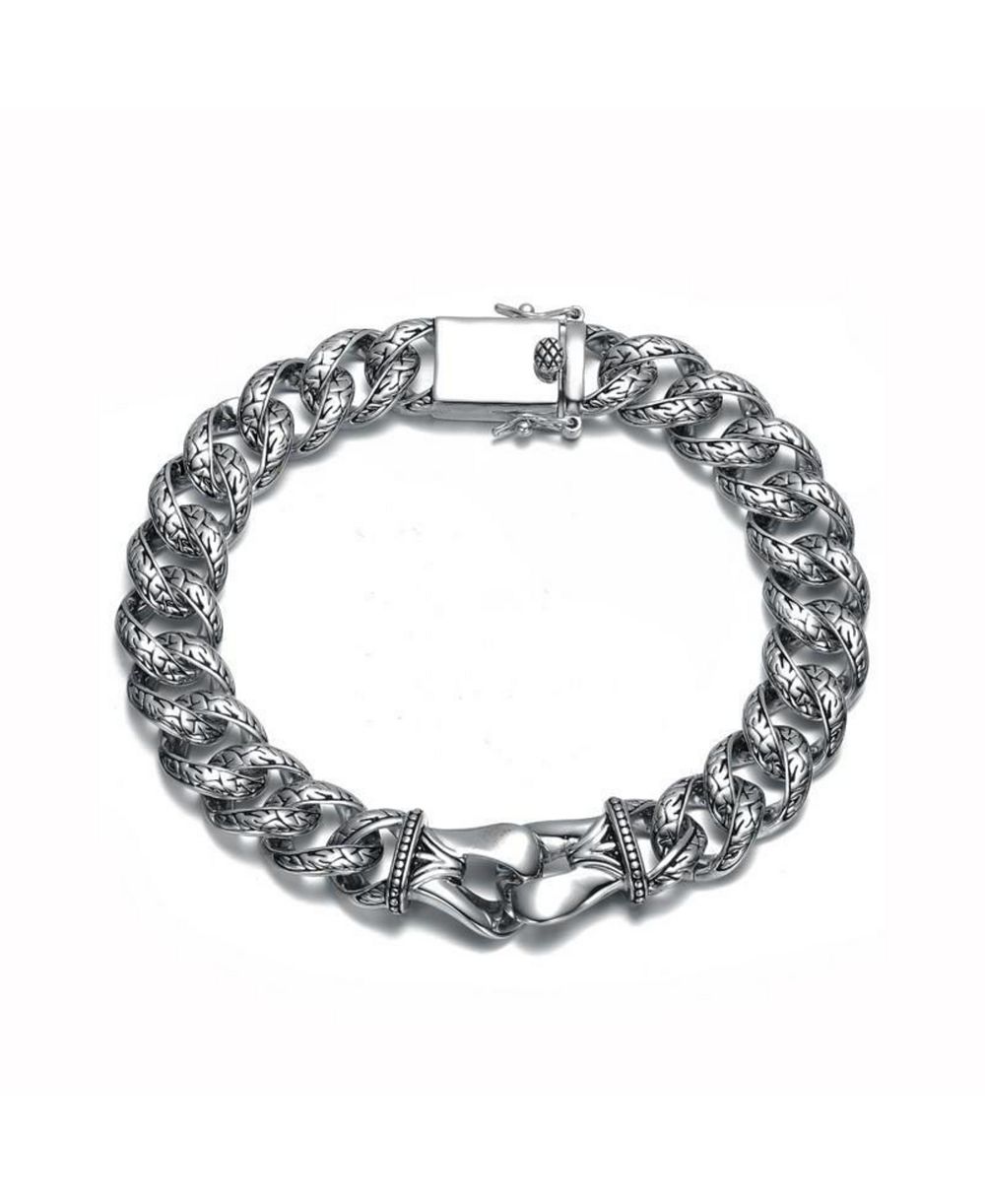 Rachel Glauber Unique Men's 14K Gold Plated Vine Enamel Detail Chain Bracelet