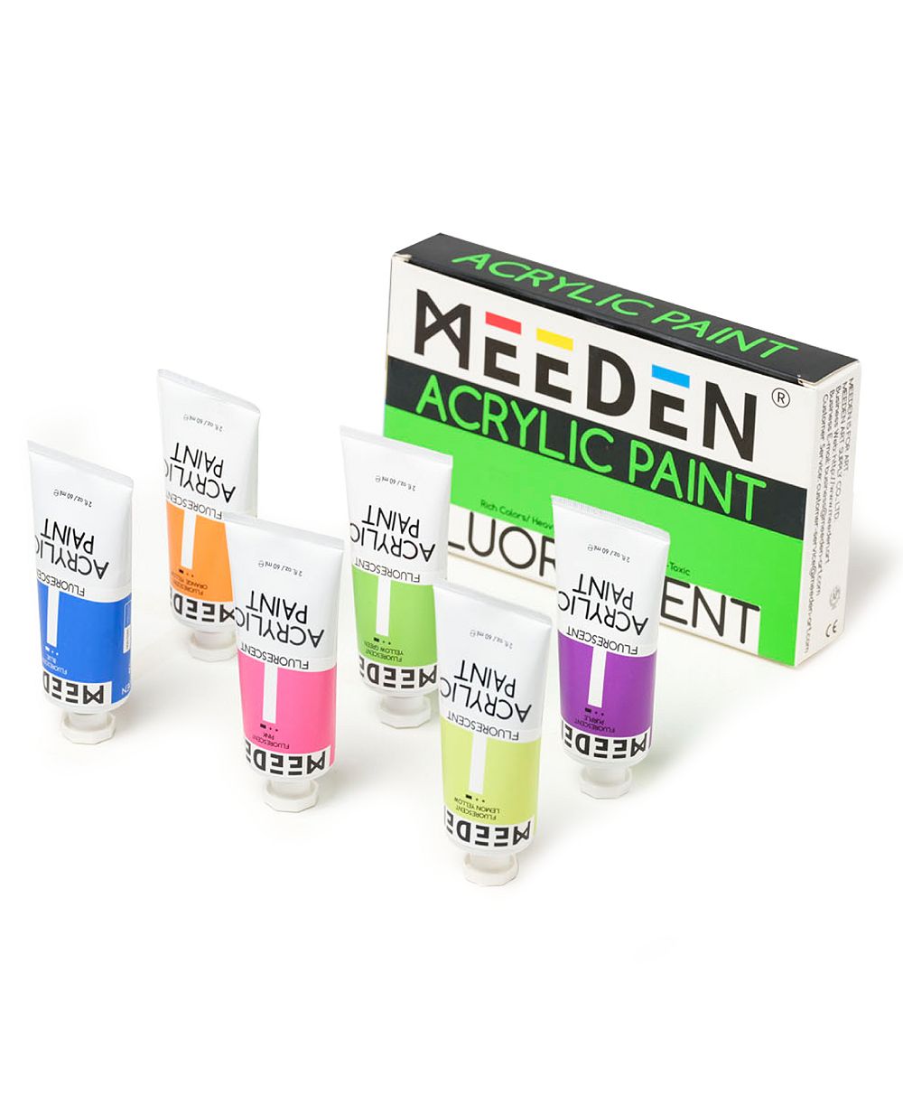 Meeden Acrylic Paint, 6 Colors Acrylic Paint Set, Pro Tubes, Rich Pigments Non-Toxic Neon Paint, Art and Craft Paints