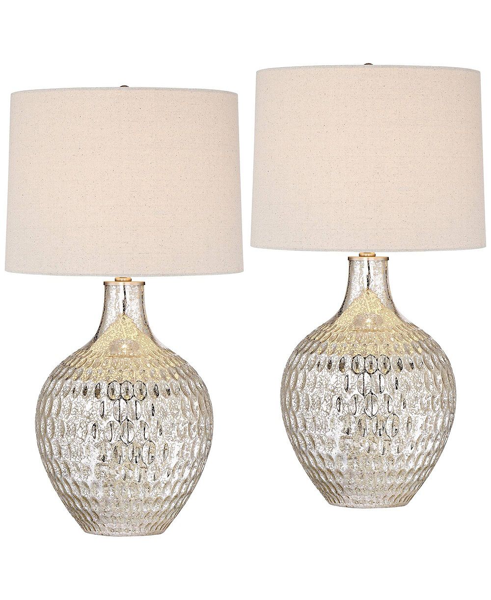 360 Lighting Waylon 28" Tall Modern Luxe End Table Lamps Set of 2 Mercury Glass Shade Living Room Bedroom Bedside