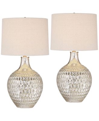 360 Lighting Waylon 28" Tall Modern Luxe End Table Lamps Set of 2 Mercury Glass Shade Living Room Bedroom Bedside