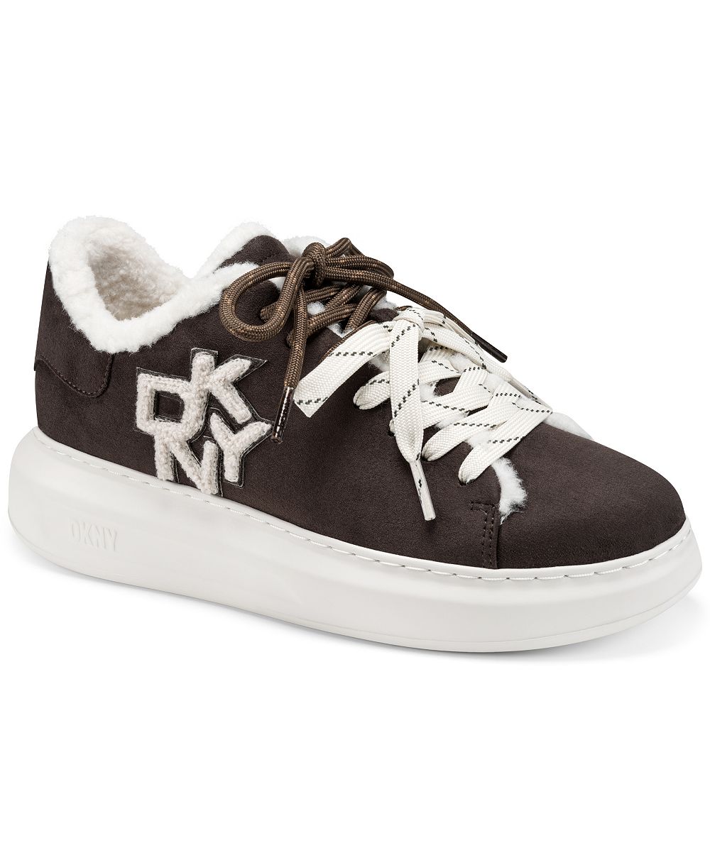 DKNY Women's Keira Fur Lace-Up Sneakers
