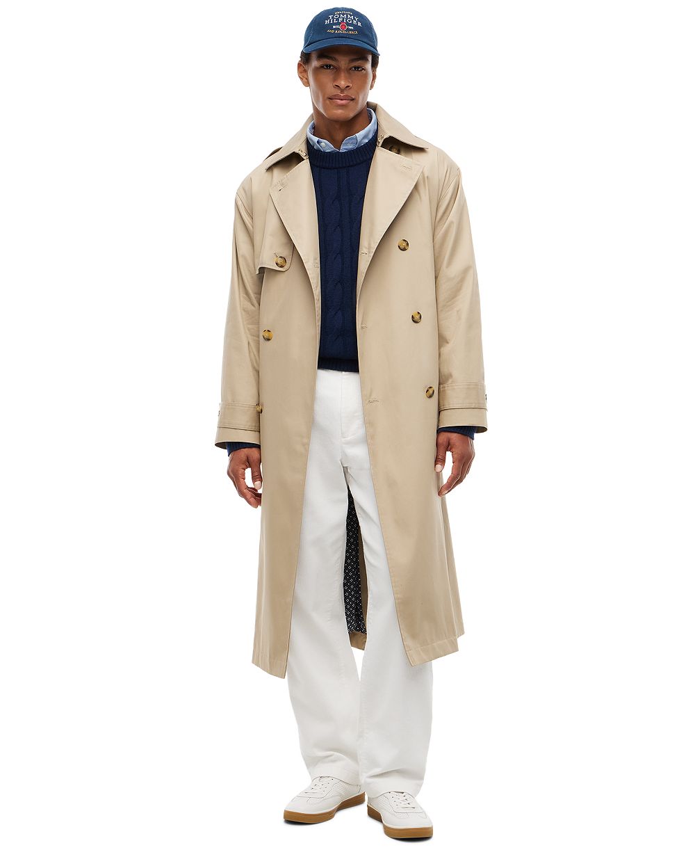 Tommy Hilfiger Men's American Icons Trench Water-Resistant Long Double-Breasted Coat, Macy’s Exclusive