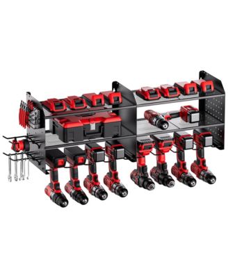 XDOVET Power Tool Organizer Wall Mount Drill Holder Pegboard Hooks Bit Rack Storage Garage Workshop