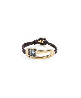 Браслет UNOde50 Gold Metal Alloy Black Leather