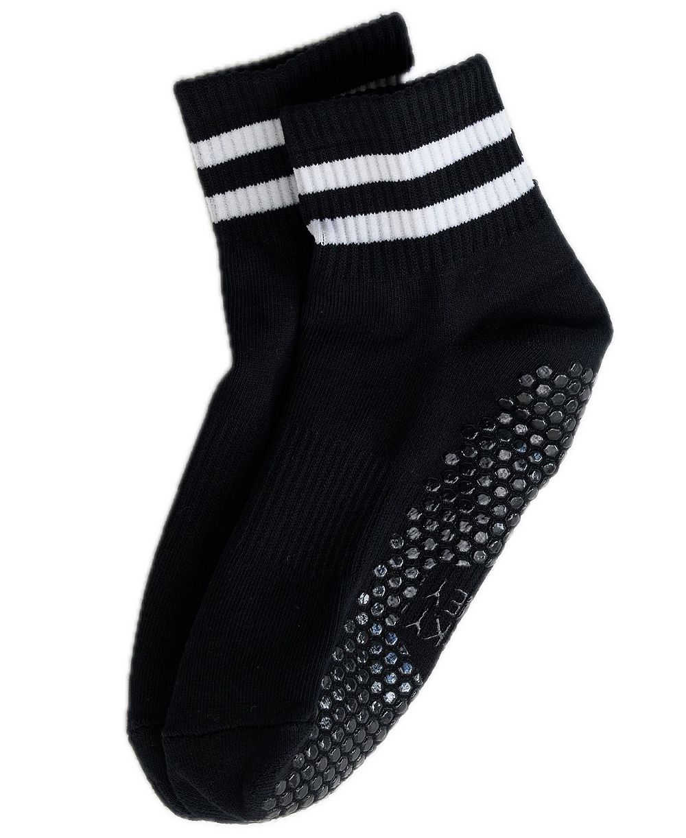 Lucky Honey Women's Athletic Stripe Boyfriend Quarter Pilates & Barre Socks