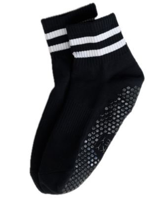 Lucky Honey Women's Athletic Stripe Boyfriend Quarter Pilates & Barre Socks