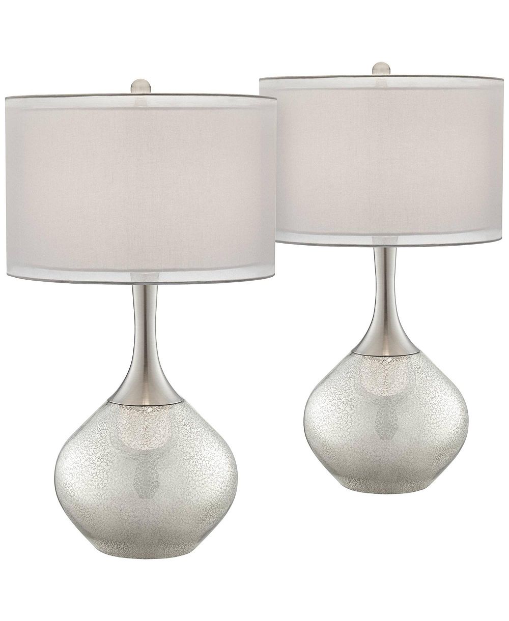 Настольные лампы Possini Euro Design Modern Mercury Glass Chrome Set of 2