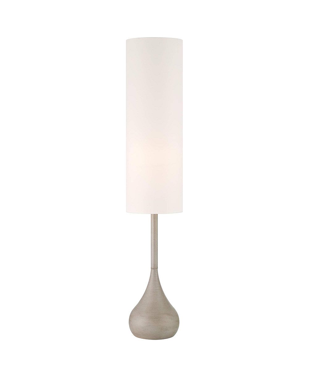 Possini Euro Design Moderne Mid Century Modern 62" Tall Standing Floor Lamp Droplet Foot Switch Natural Metal Living Room