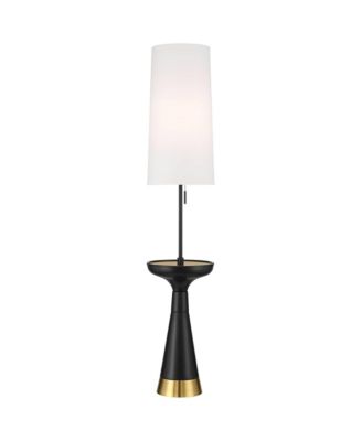 Possini Euro Design Otis Mid Century Modern 66" Tall Standing Floor Lamp Tray Table Pull Chain Metal Living Room House