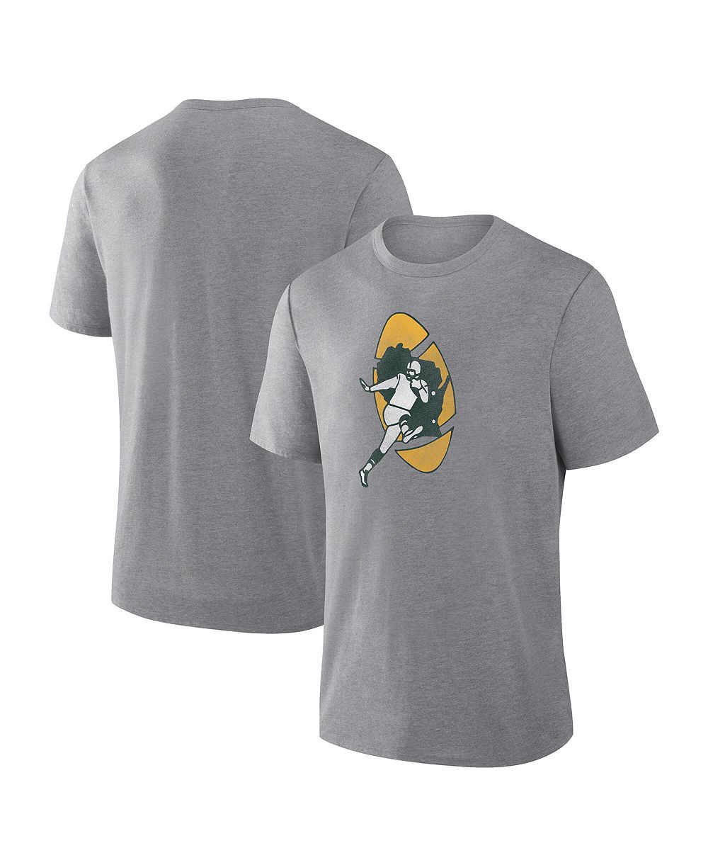 Fanatics Men's Heather Gray Green Bay Packers Heritage Tribute Tri-Blend T-Shirt