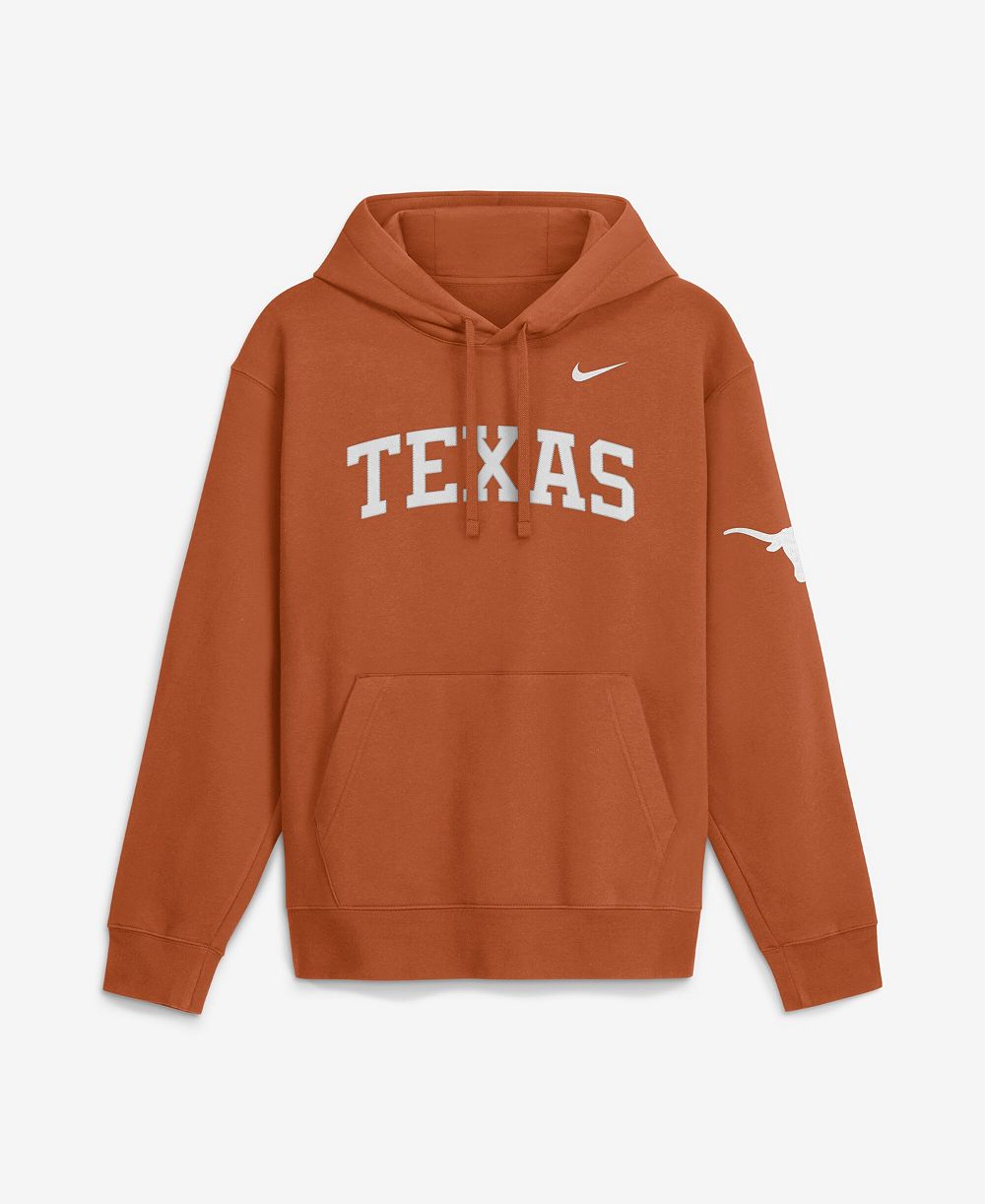 Мужское худи Nike Texas Orange Texas Longhorns 2026 Sideline Club Fleece