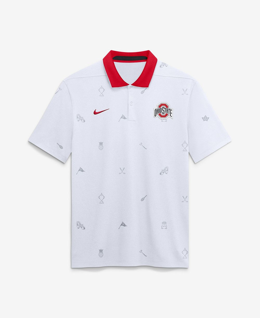Nike Men's White Ohio State Buckeyes Vapor Pattern Dri-FIT Polo Shirt