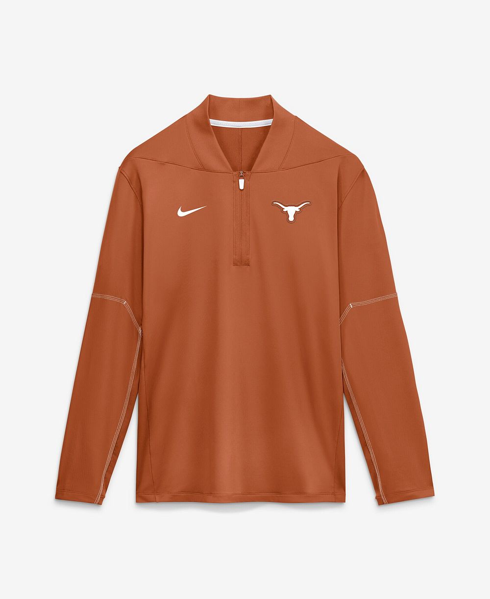Nike Men's Texas Orange Texas Longhorns Sideline Dri-FIT Long Sleeve Half-Zip Pullover