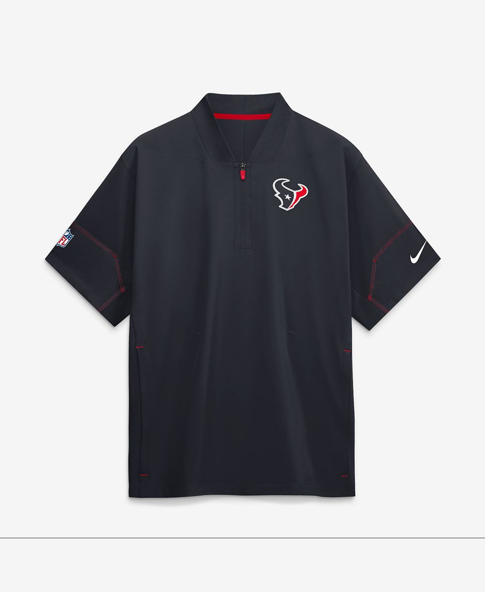 Nike Men's Navy Houston Texans Sideline Short Sleeve Quarter-Zip Coaches Jacket