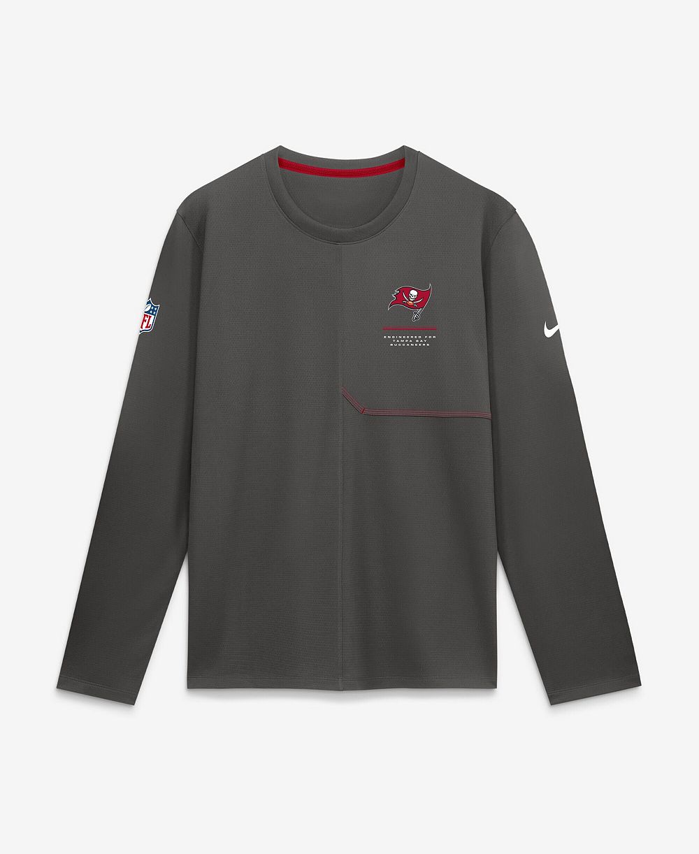Nike Men's Pewter Tampa Bay Buccaneers Sideline Coaches UV Dri-FIT Long Sleeve Shirt