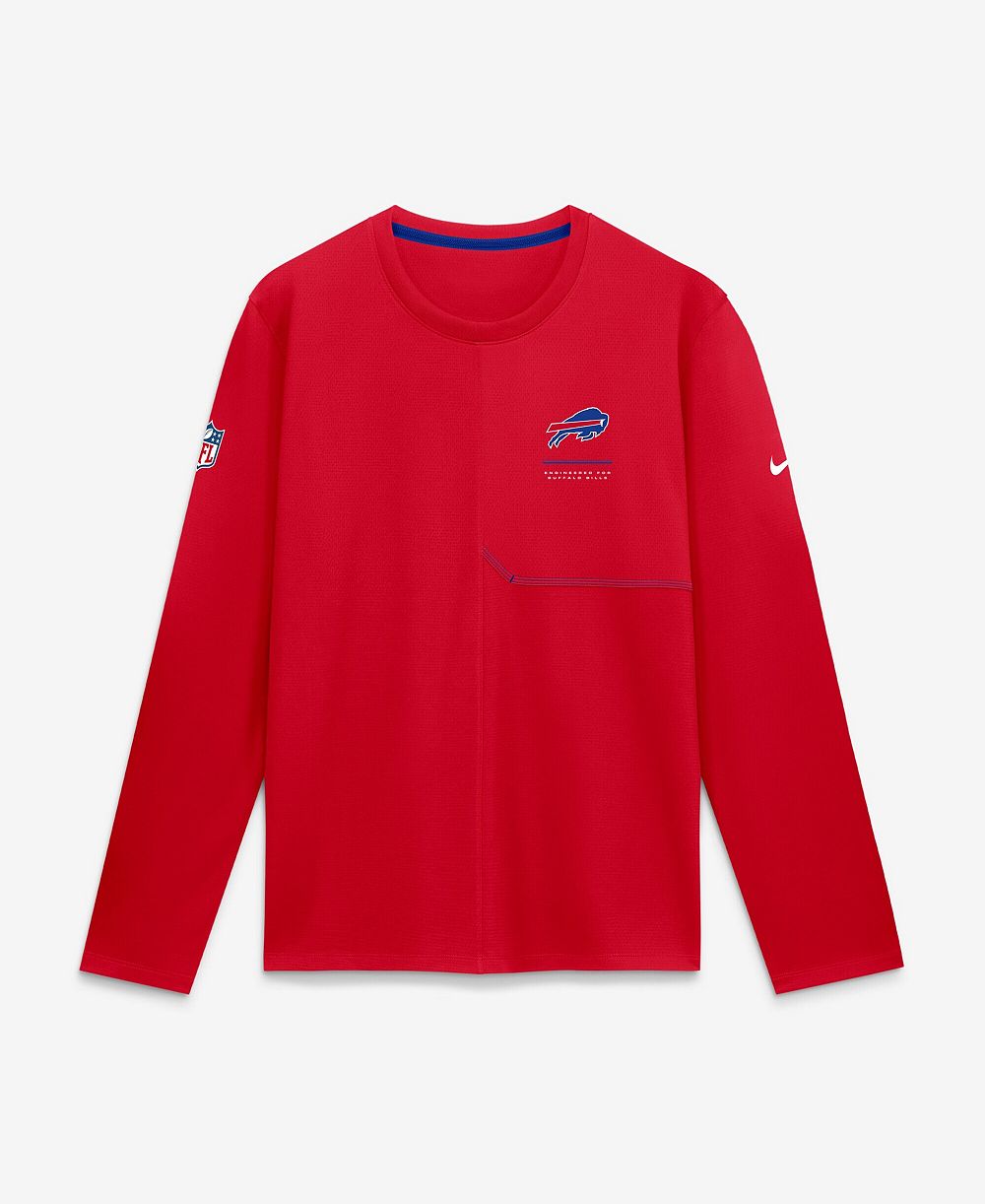 Мужская рубашка Nike Men's Red Buffalo Bills Sideline Coaches UV Dri-FIT Long Sleeve