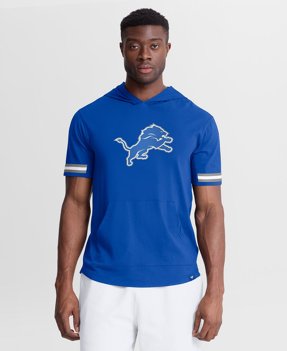 Мужской Fanatics Blue Detroit Lions Optimal Play Short Sleeve Hooded T-Shirt