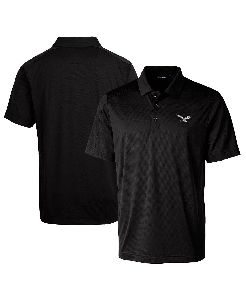 Cutter & Buck Men's Black Philadelphia Eagles Textured Stretch Short Sleeve Polo Shirt