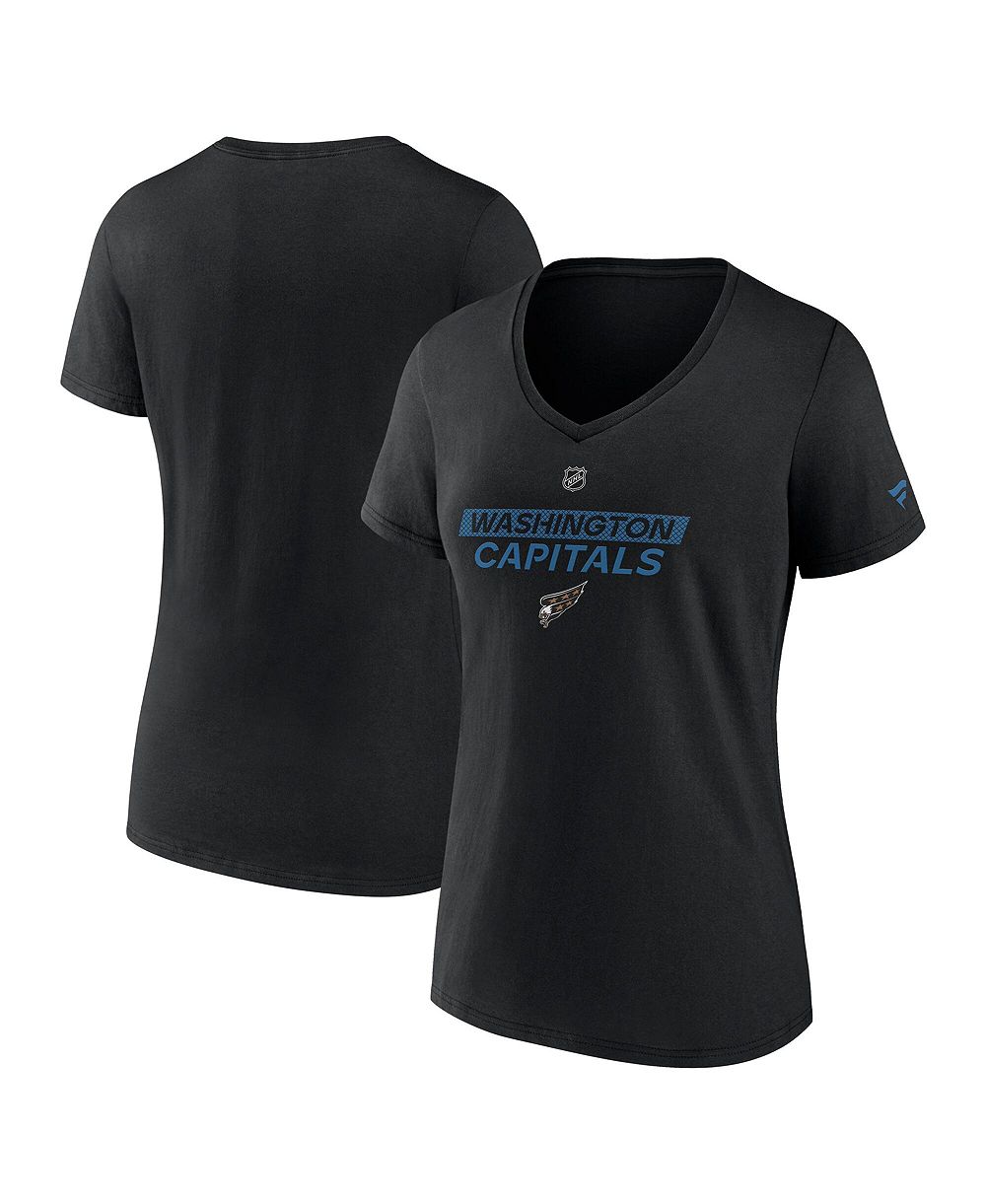 Женская футболка Fanatics Washington Capitals Authentic Pro Alt Logo V-Neck, черная