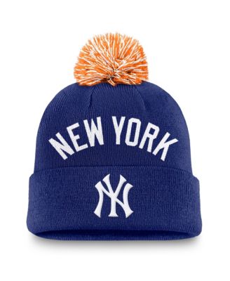 Nike Men's Royal New York Yankees Peak Cuffed Knit Hat with Pom