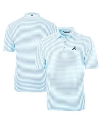 Cutter & Buck Men's Powder Blue Atlanta Braves Virtue Eco Pique Stripe Polo Shirt