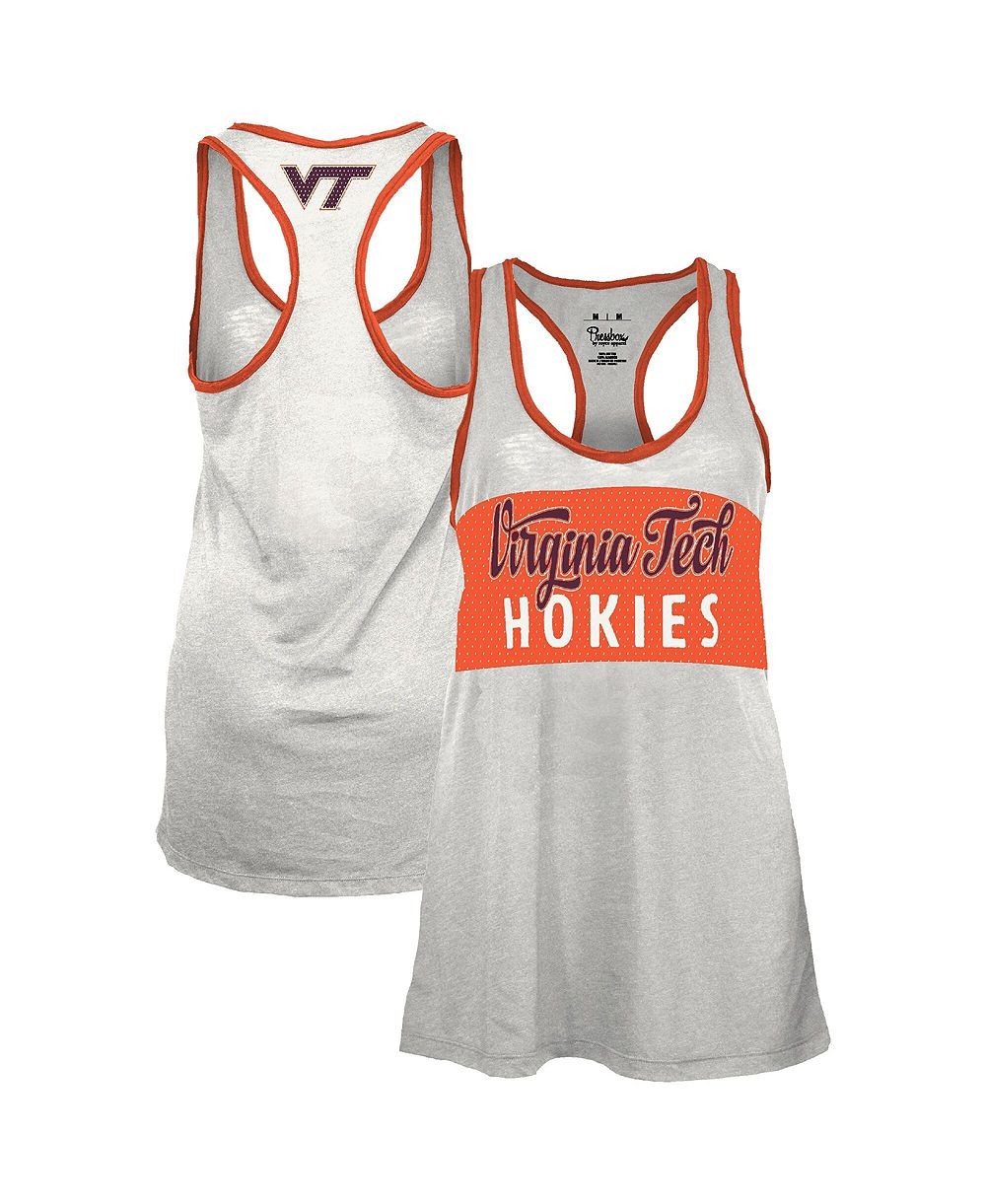 Женская майка Pressbox White/Orange Virginia Tech Hokies Tracy Racerback Burnout