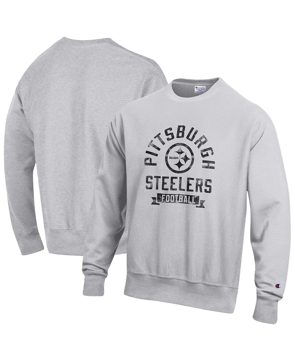 Champion Men's Heather Gray Pittsburgh Steelers Reverse Weave Fleece Pullover Sweatshirt