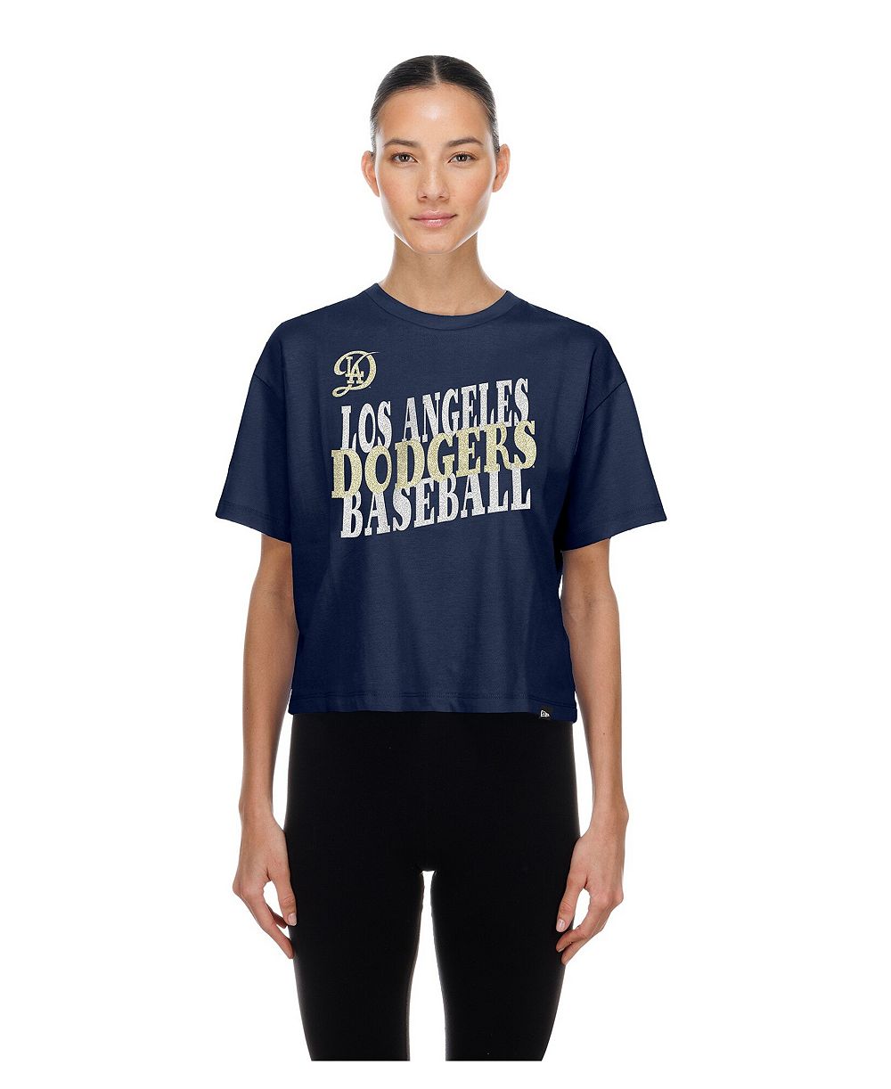Жен吃饭吃饭кая у吃饭吃饭吃饭кая футболка New Era Los Angeles Dodgers City Connect Glitter Gel Cropped navy