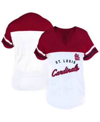 Fanatics Women's White/Red St. Louis Cardinals Plus Size Two-Stripe V-Neck T-Shirt