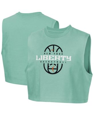 Nike Big Girls Mint New York Liberty 2026 Authentic Practice Sleeveless Cropped T-Shirt