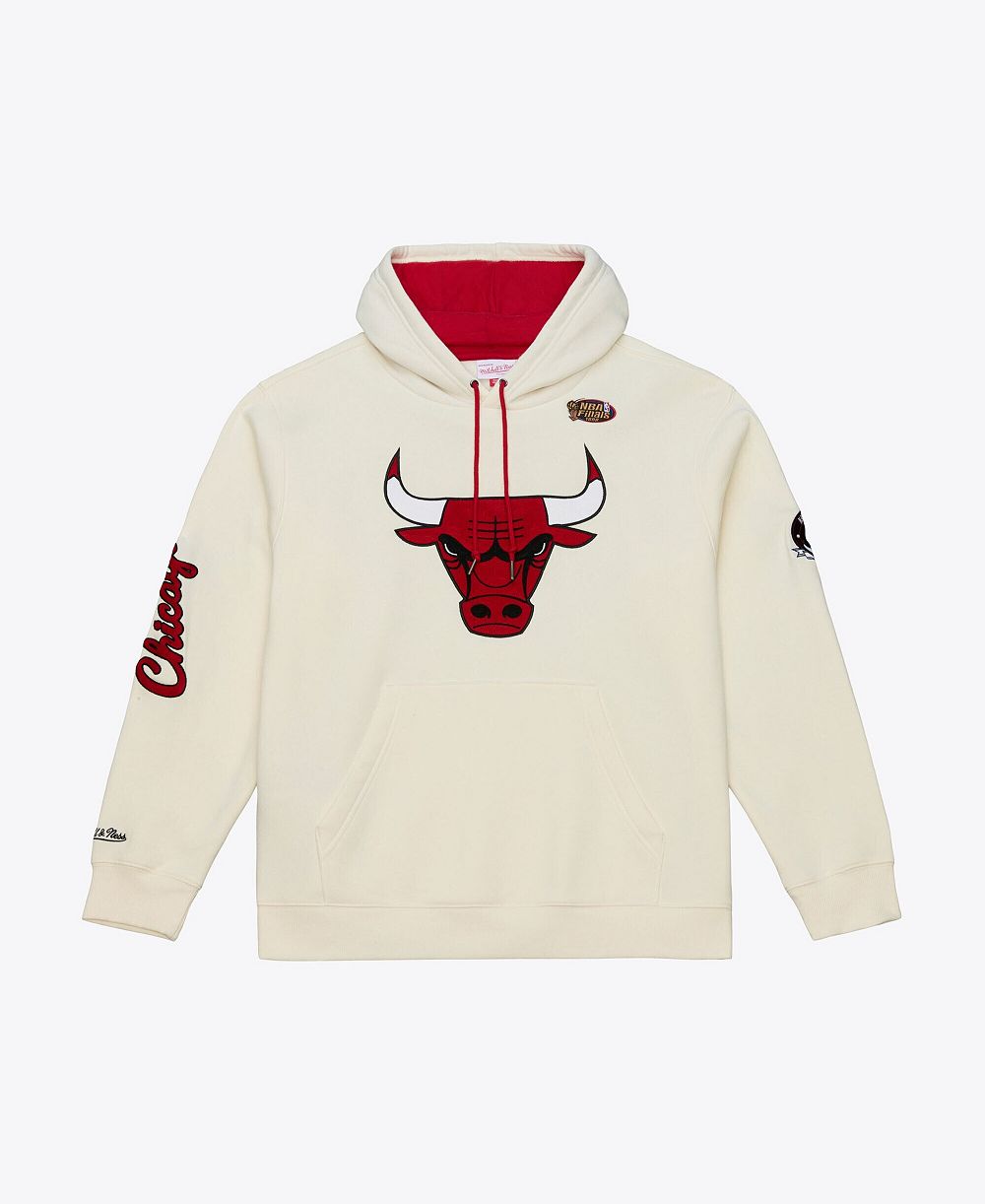 Мужское худи Mitchell & Ness Cream Chicago Bulls Hardwood Classics Chainstitch Premium Fleece