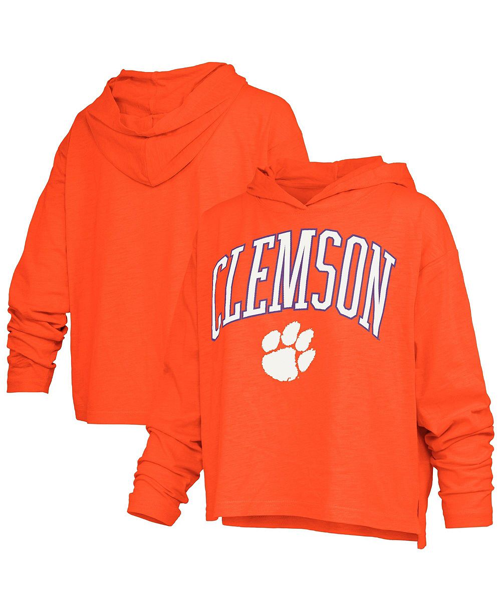 Женская футболка Pressbox Orange Clemson Tigers Nelson Arch Long Sleeve Hooded Slub