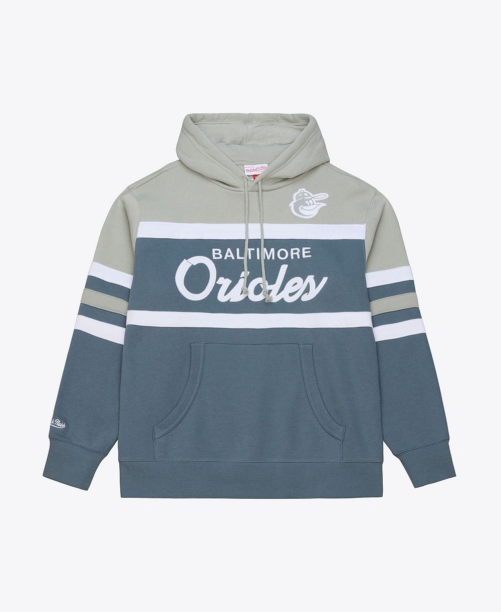 Мужское худи Mitchell & Ness Baltimore Orioles Cooperstown Collection Thunderstorm Head Coach, серый